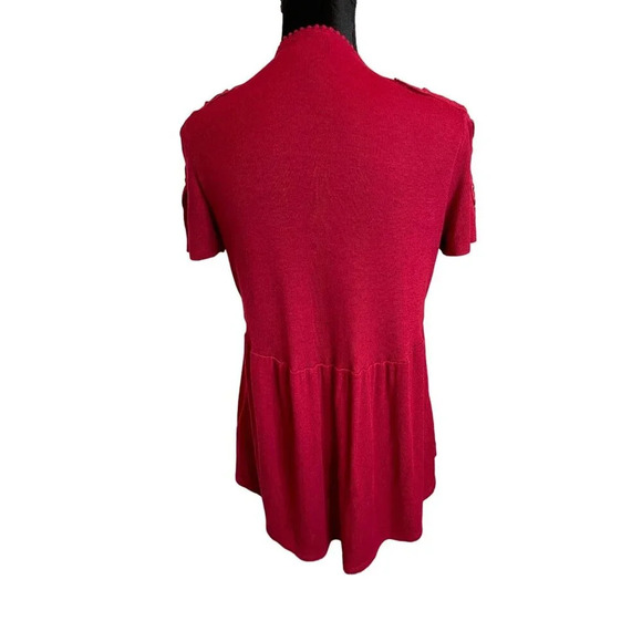 Knox‎ Rose Burgundy Short Sleeve V Neck Top Shirt Lace Large Boho Cottagecore - Picture 2 of 9